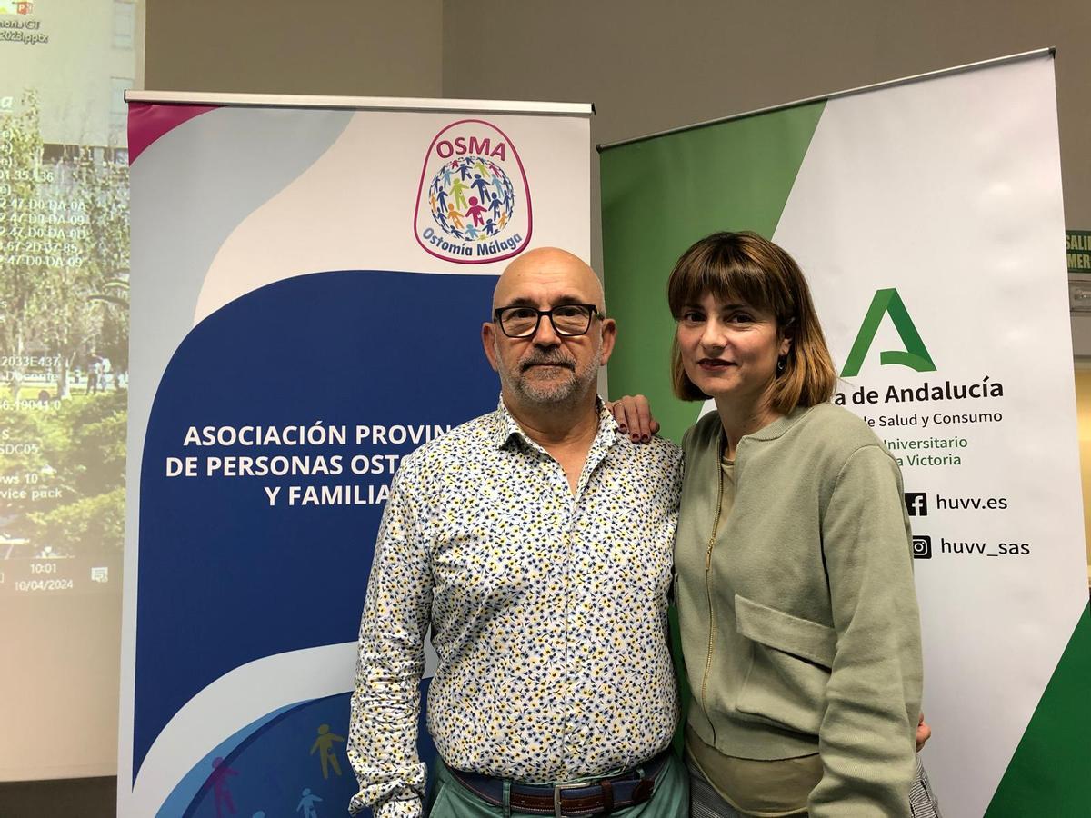 Patxi Sánchez y  Betina Duarte en las I Jornadas para el cuidado de la persona ostomizada