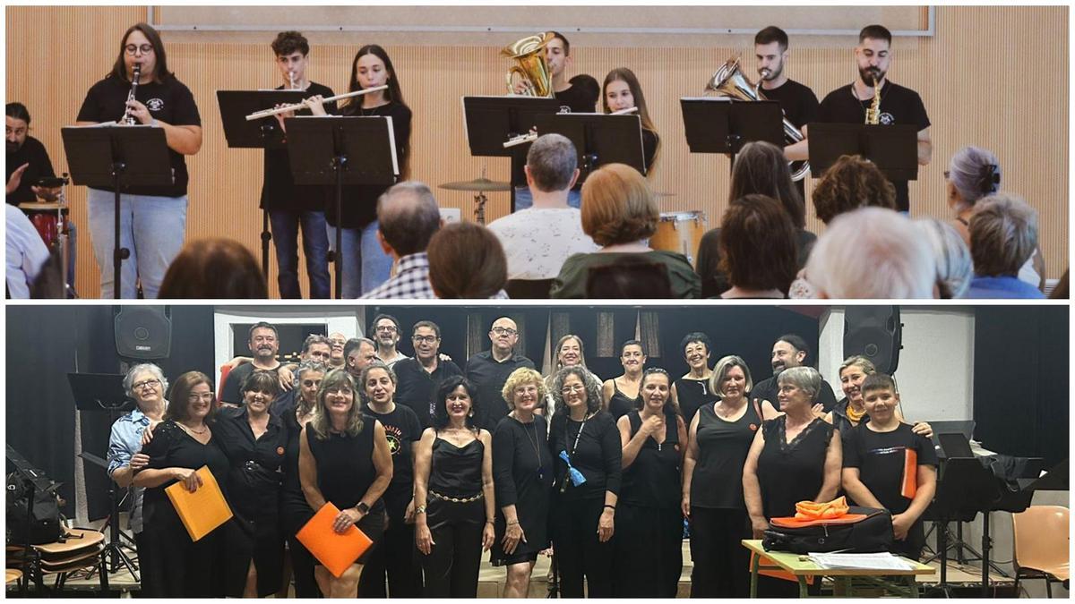 La Hot Brass Band y el Coro Polifónico de la Sociedad Musical de Ademuz.
