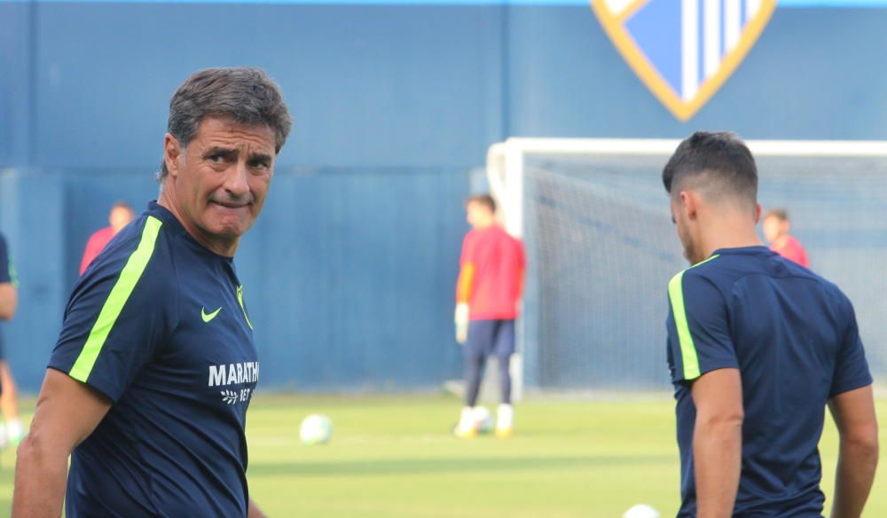 Entrenamiento del Málaga CF tras la derrota en Valencia