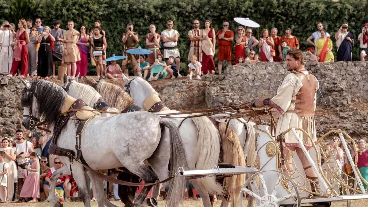 Carrera de cuadrigas, en la pasada edición de Emerita Lvdica.