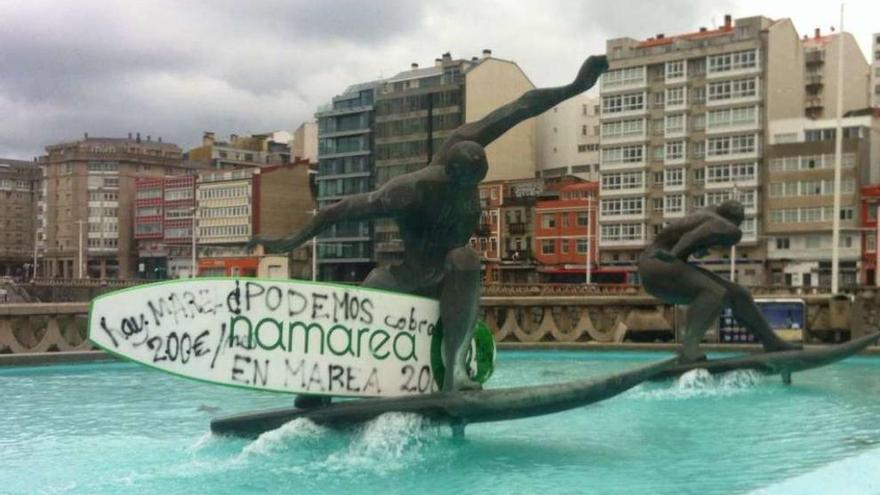 Protesta de surfistas de Oleiros en A Coruña