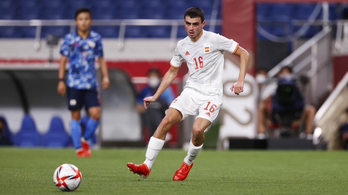 Pedri, during the game against Japan. Pedri, during the game against Japan.
