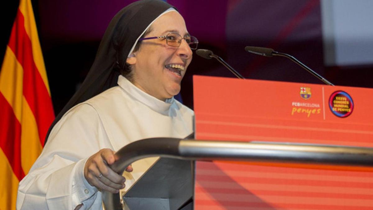 Sor Lucía Caram, durante el último congreso de peñas del Barça