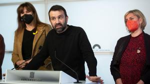 El diputado de la CUP, Pau Juvillà, durante una comparecencia en el Parlament.