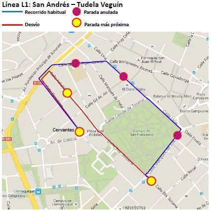 Cambios en las líneas de autobús de Oviedo