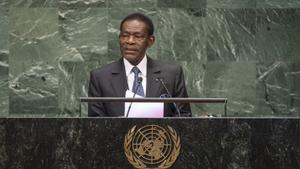 Teodro Obiang, en una intervención en la Asamblea de Naciones Unidas en 2022.