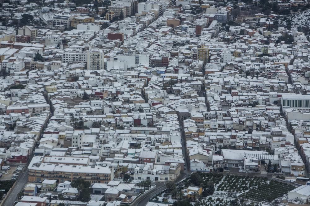 La nevada sobre La Marina, a vista de pájaro