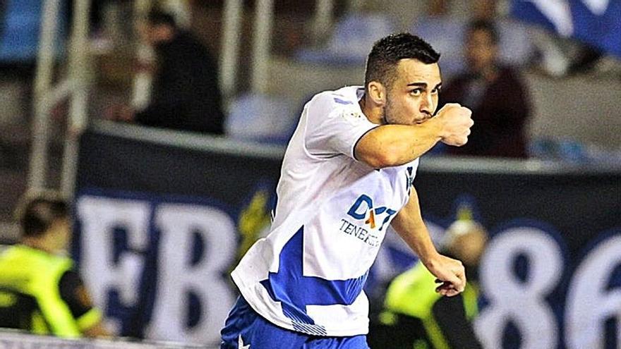 Joselu, celebrando un gol con el Tenerife en la Copa del Rey.