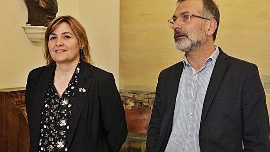 Agnès Lladó i Pere Casellas, moments previs a la roda de premsa.