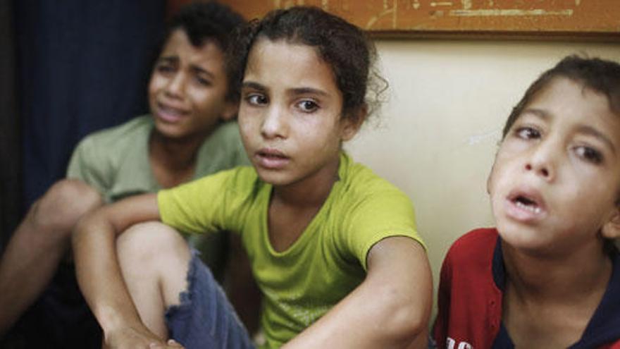 Tres niños palestinos