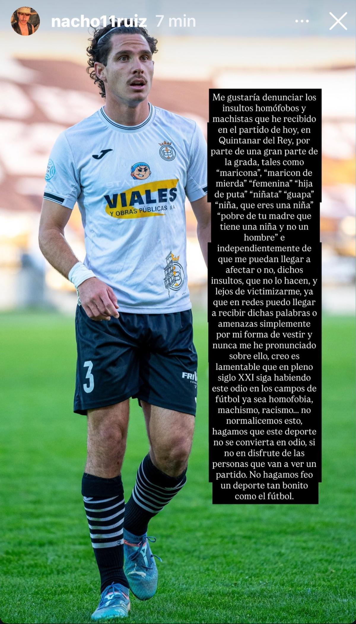 Post de Nacho Ruiz en sus redes sociales