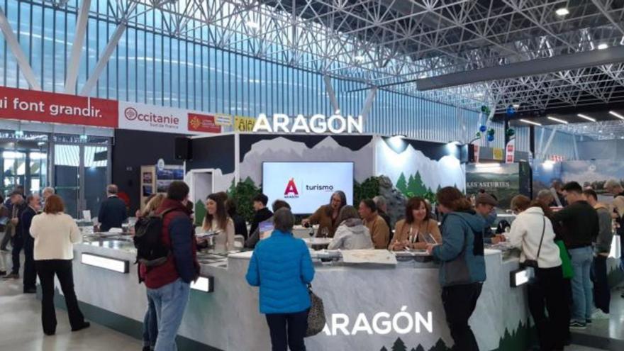 El stand de Aragón en la feria de Toulouse, primera parada de la gira por el continente. | GOBIERNO DE ARAGÓN