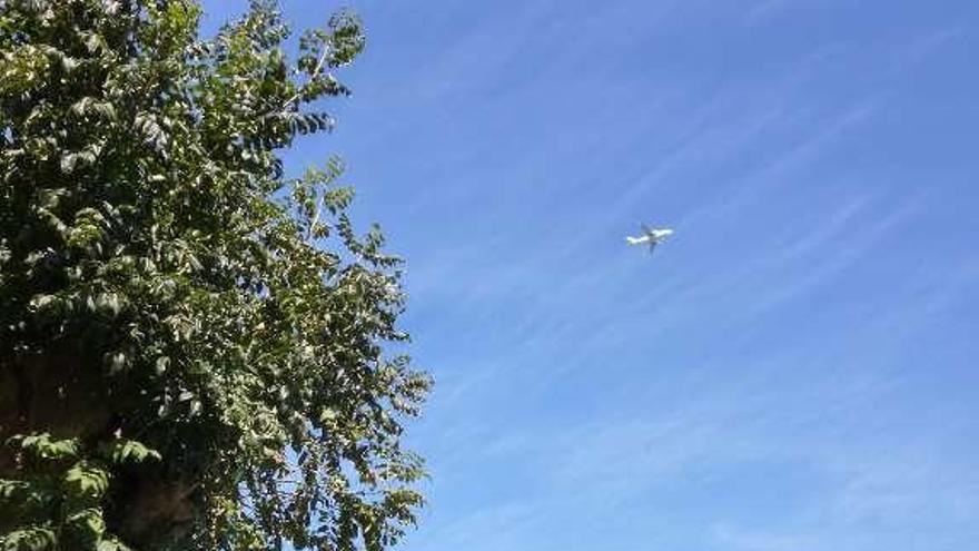 Vecinos en San Marcos, y en el cielo, un avión.