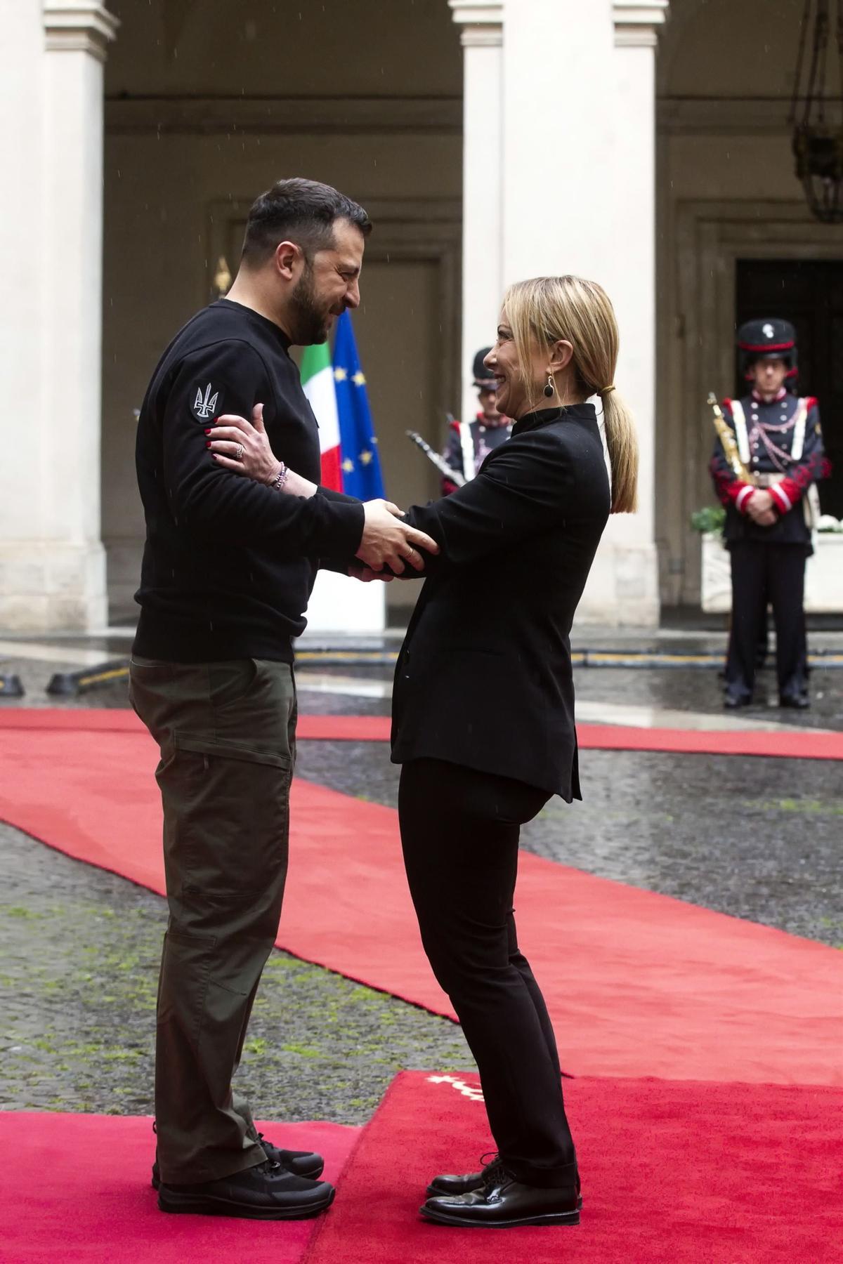 Zelensky visita a la primera ministra italiana Giorgia Meloni en Roma