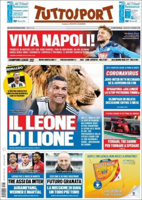 Portada TUTTOSPORT miércoles 26 febrero 2020