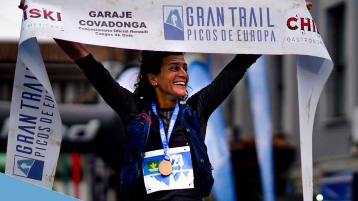 Mapie Larroude tras ganar la Gran Trail de los Picos de Europa. | J. M.C.