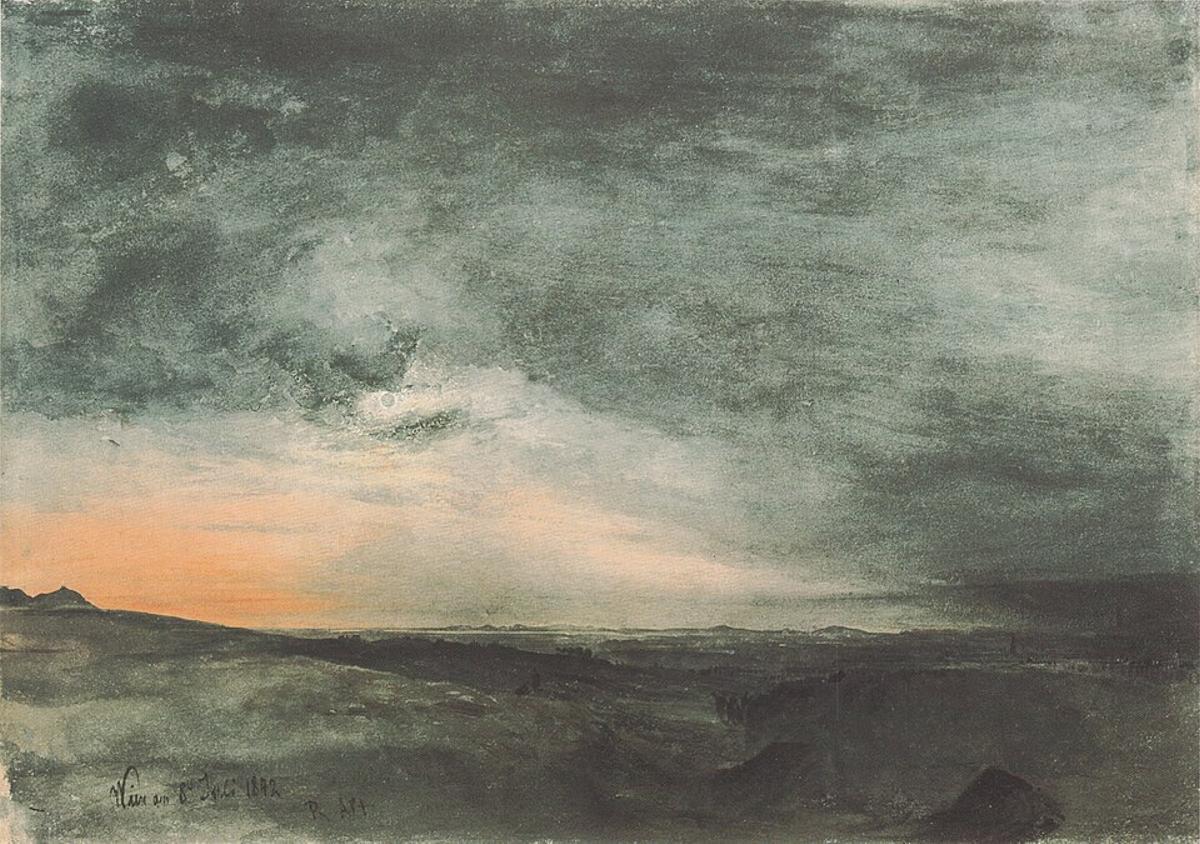 L'eclipsi solar del 8 de juliol de 1842 vist des de Viena, en una aquarel·la de Rudolf von Alt