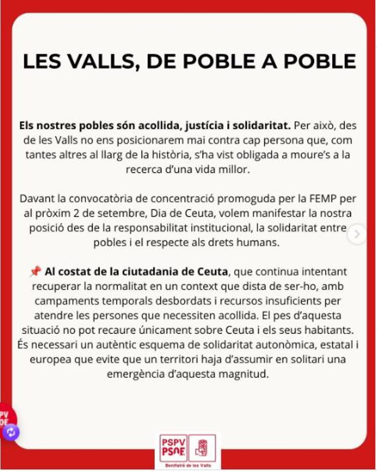 Una imagen del manifiesto consensuado por Faura, Benifairó, Quartel y Quart.