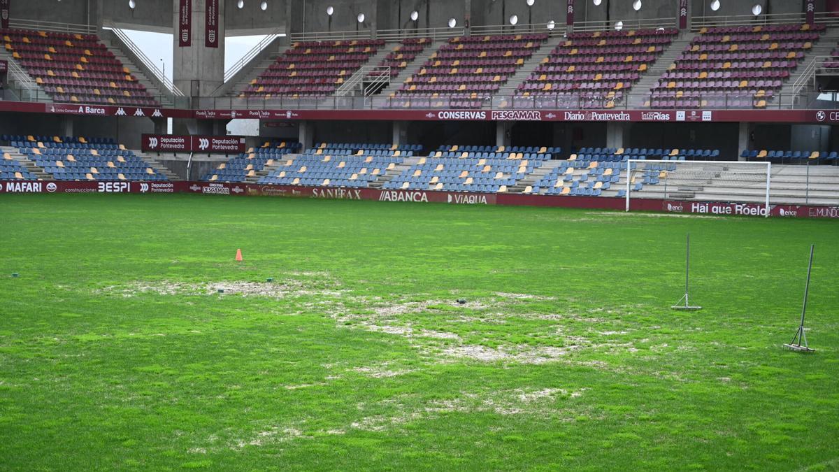 Estado del césped de Pasarón durante la temporada pasada.