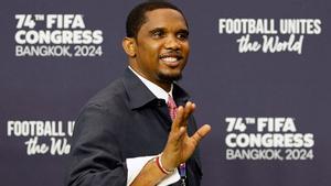 Etoo, en un acto de la FIFA.