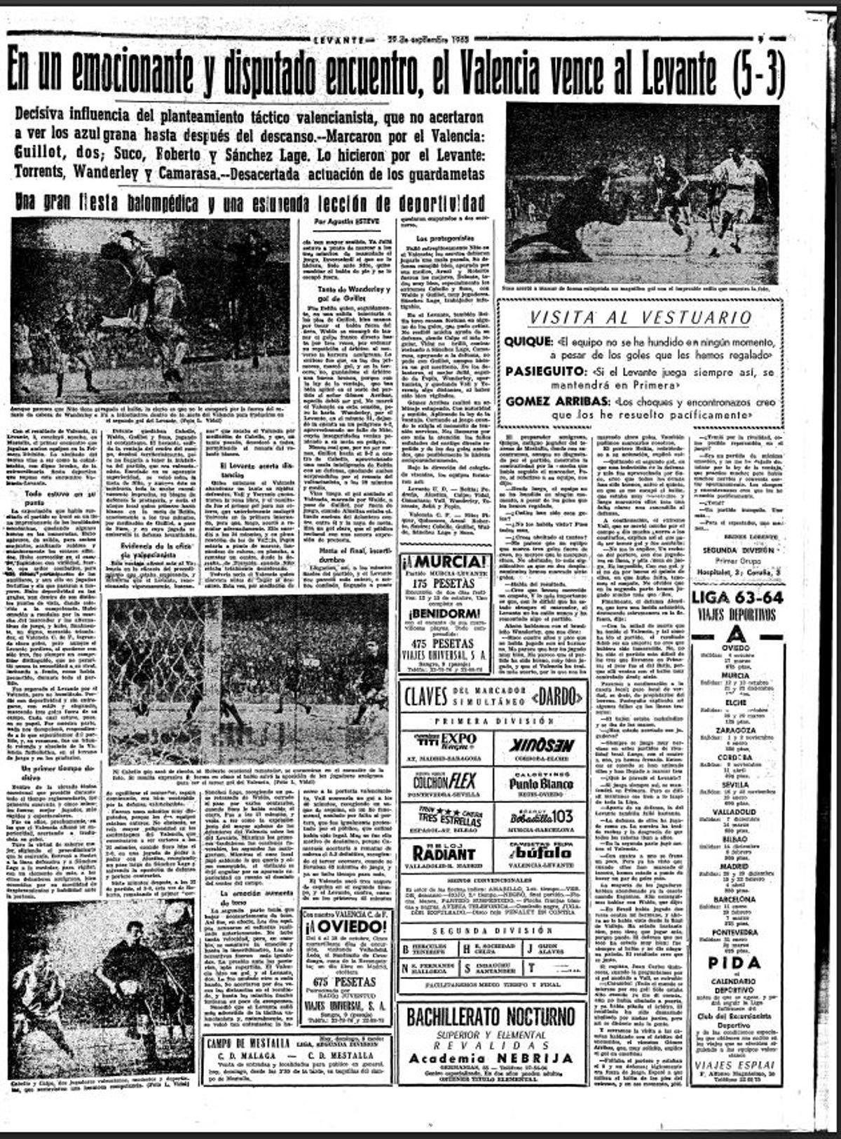 Crónica del diario publicada el domingo 29 de septiembre de 1963.