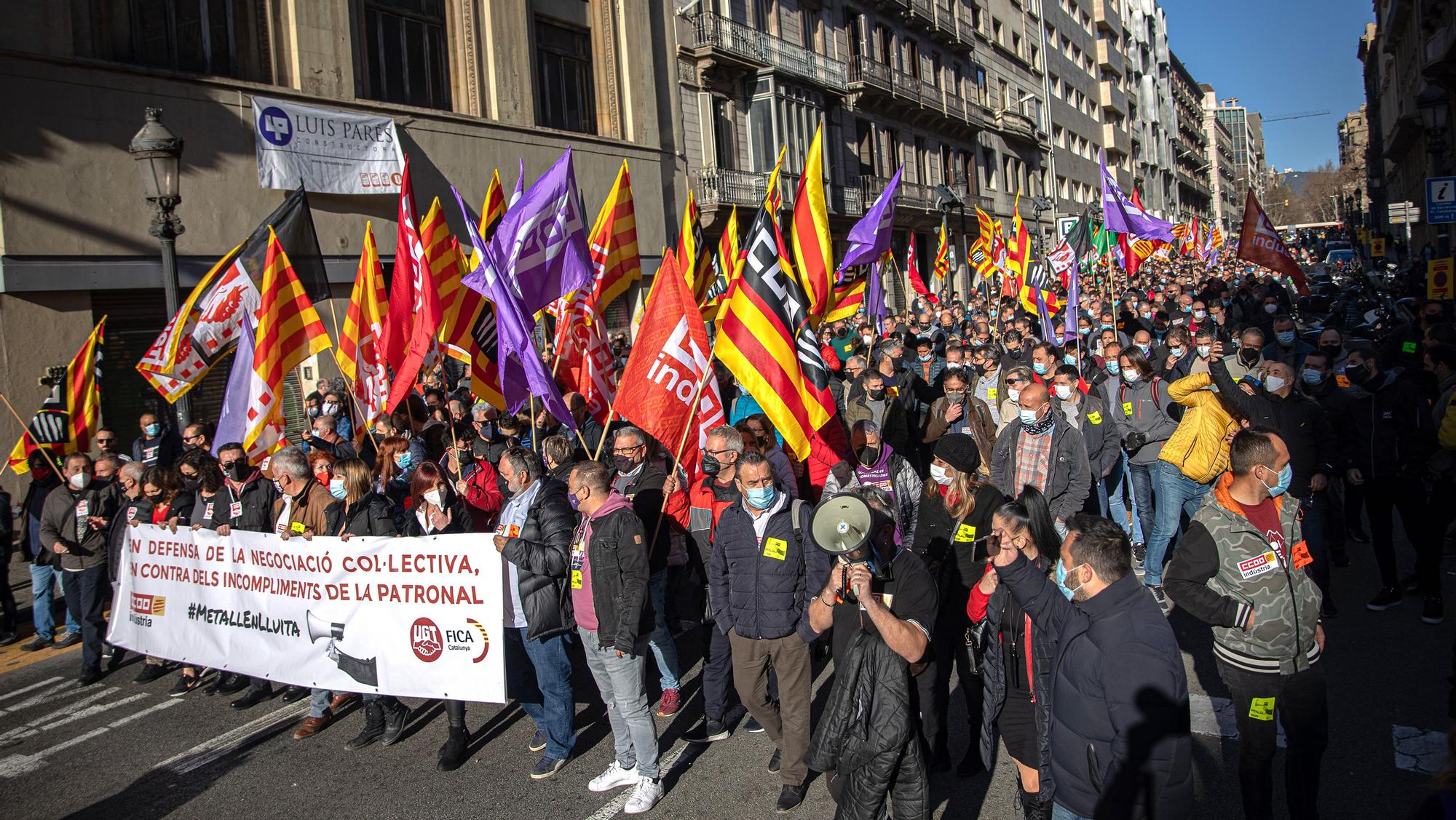 Protesta de trabajadores del metal en BCN