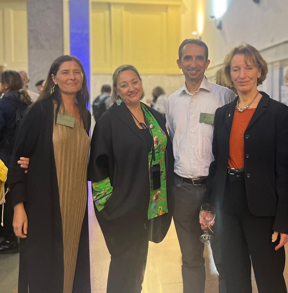 Los investigadores del IN Eloísa Herrera, Ángela Nieto, y Víctor Borrell, junto a la presidenta del ERC, Maria Leptin, durante un encuentro celebrado en el CSIC la semana pasada.