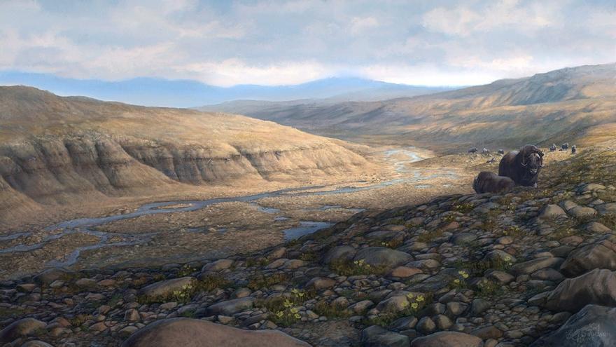 Reconstrucción artística del paisaje de Groenlandia en la actualidad.