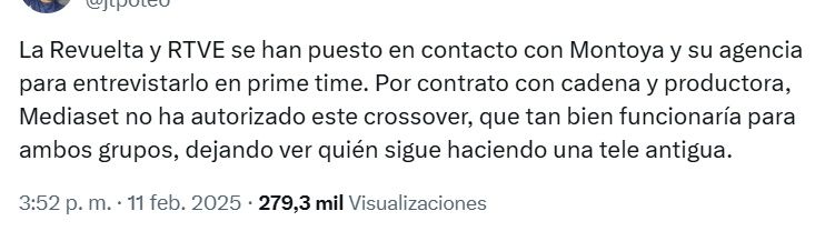 Tuit sobre Montoya en 'La Revuelta'