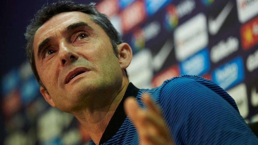 Ernesto Valverde, en la rueda de prensa concedida ayer antes del partido en el Camp Nou.