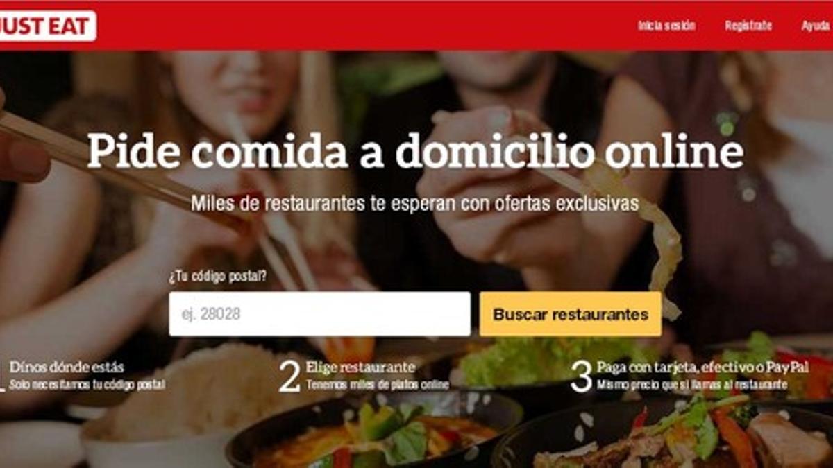 Captura de la web de Just Eat.