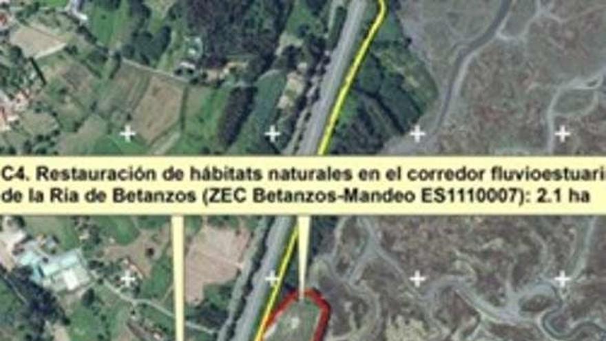 Enclaves de la ría de Betanzos y del embalse de Cecebre en los que prevé actuar la Reserva de la Biosfera.