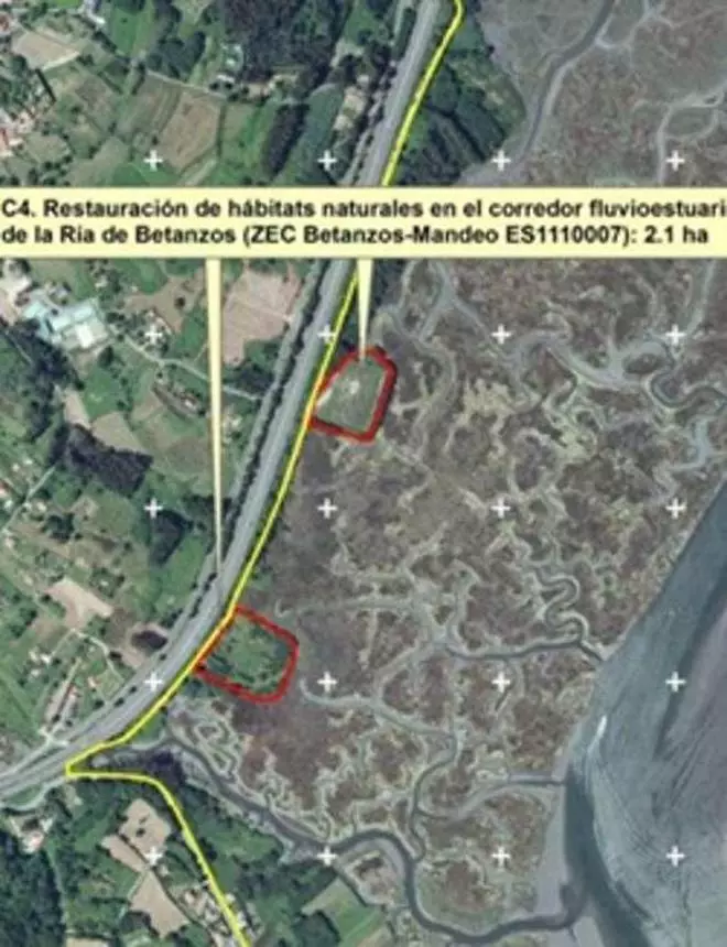 La reserva eliminará dos rellenos ejecutados hace décadas en las marismas de Betanzos