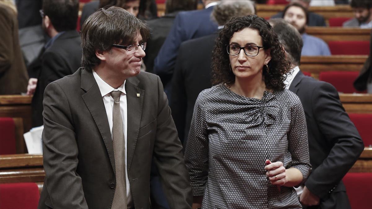 Carles Puigdemont y Marta Rovira