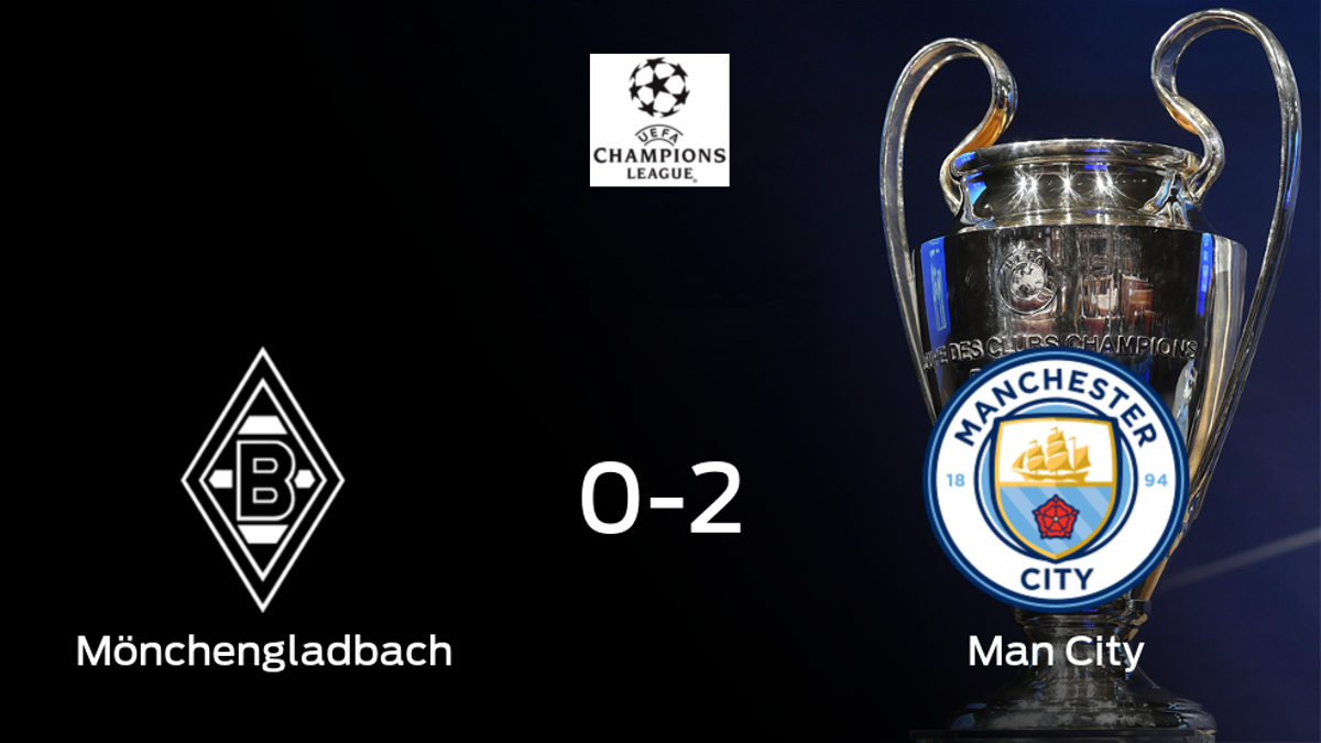 El Manchester City gana contra el Borussia Mönchengladbach el partido de ida de octavos de final (0-2)