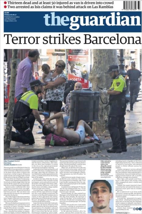 El ataque en Barcelona en la prensa internacional