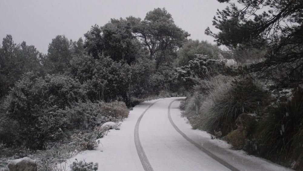 Schneefall auf Mallorca - Verkehrschaos in den Bergen