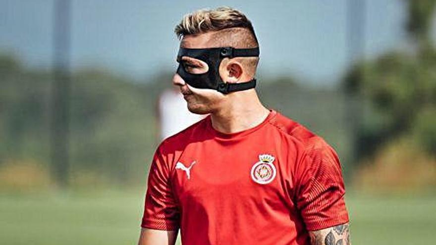 Pablo Maffeo, en l&#039;entrenament d&#039;ahir al matí.