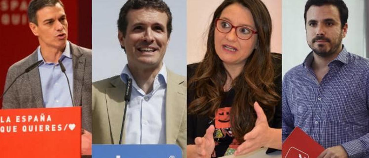 El socialista Pedro Sánchez, el popular Pablo Casado, Mónica Oltra (de Compromís) y Alberto Garzón (Unidas-Podemos) coincidirán el 20-A en Alicante.