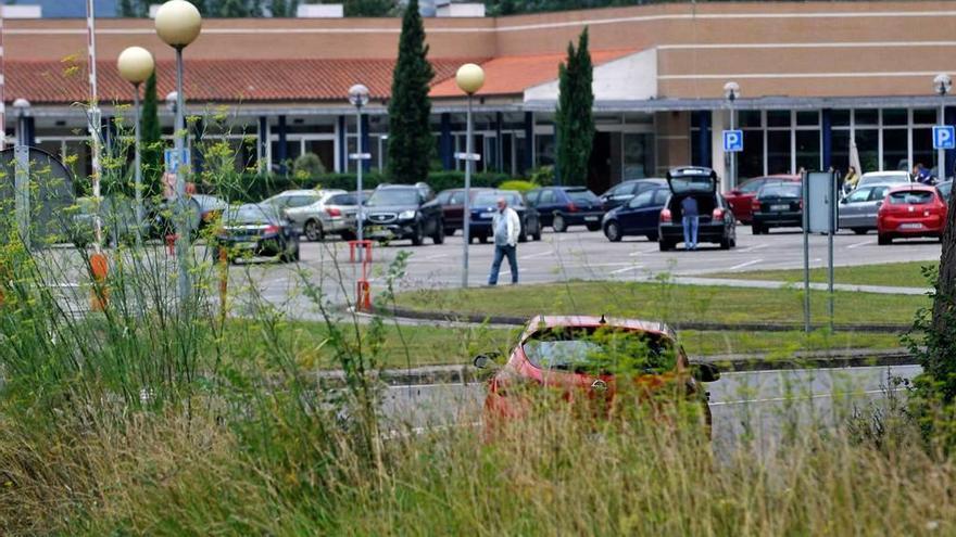 Maleza en la glorieta del Hospital de Murias.