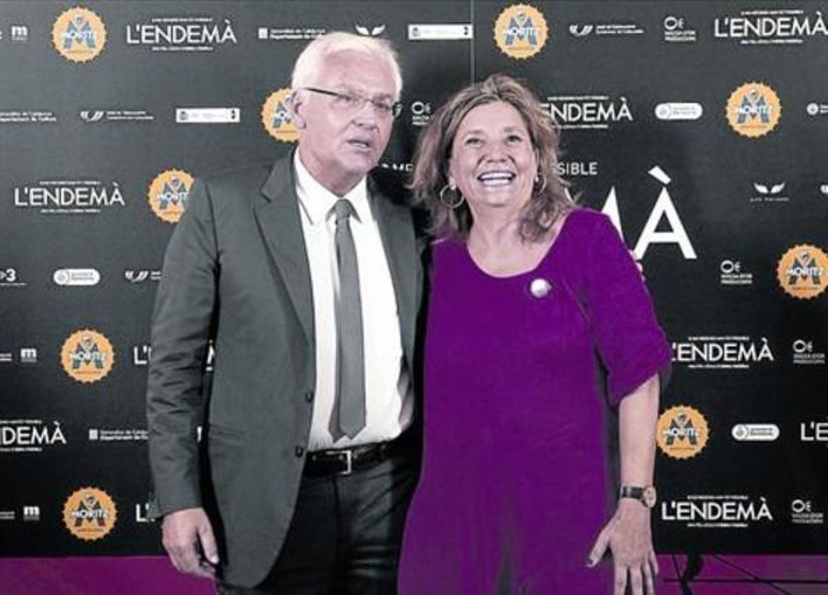 El conseller Ferran Mascarell i la cineasta Isona Passola, ahir a la nit a l’estrena de ’L’endemà’.