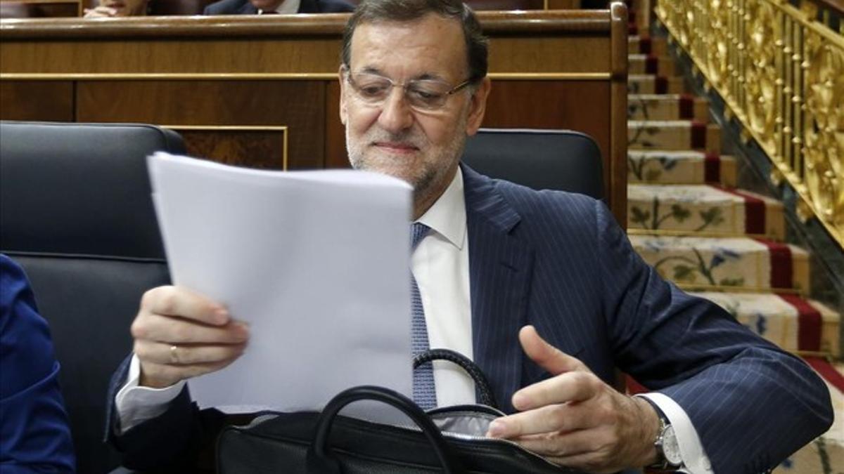 El presidente del Gobierno, Mariano Rajoy, este miércoles en el Congreso.