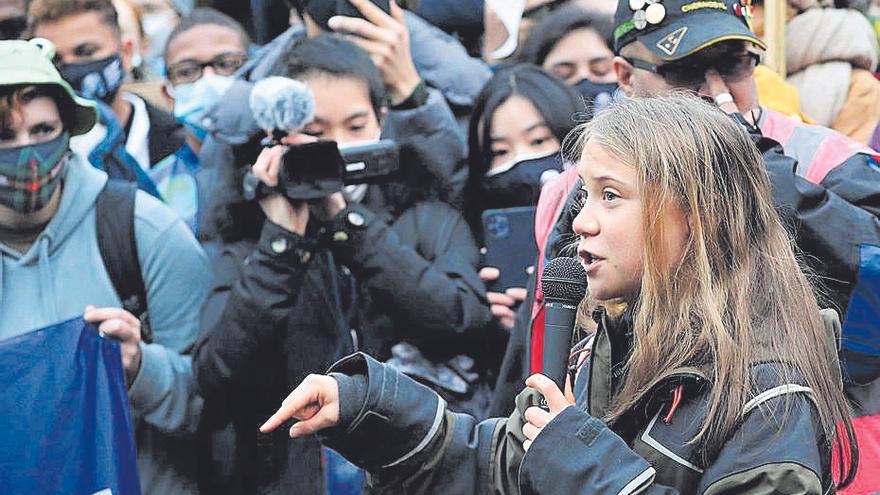 La joven activista Greta Thunberg, ayer, durante la COP26 en Glasgow.