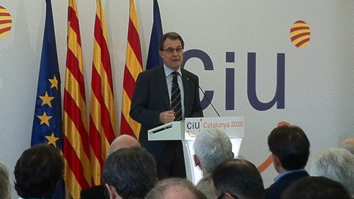 Artur Mas, esta mañana, en la presentación del programa electoral de CiU.