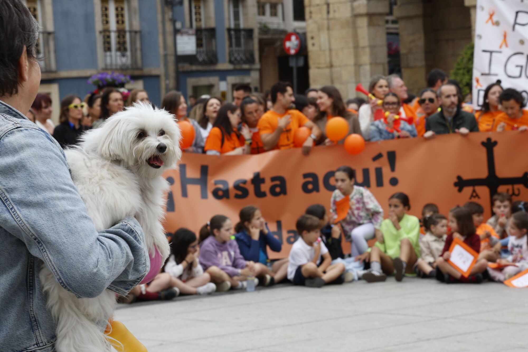 Así fue la concentración en Avilés de profesores y familias de los colegios concertados. 