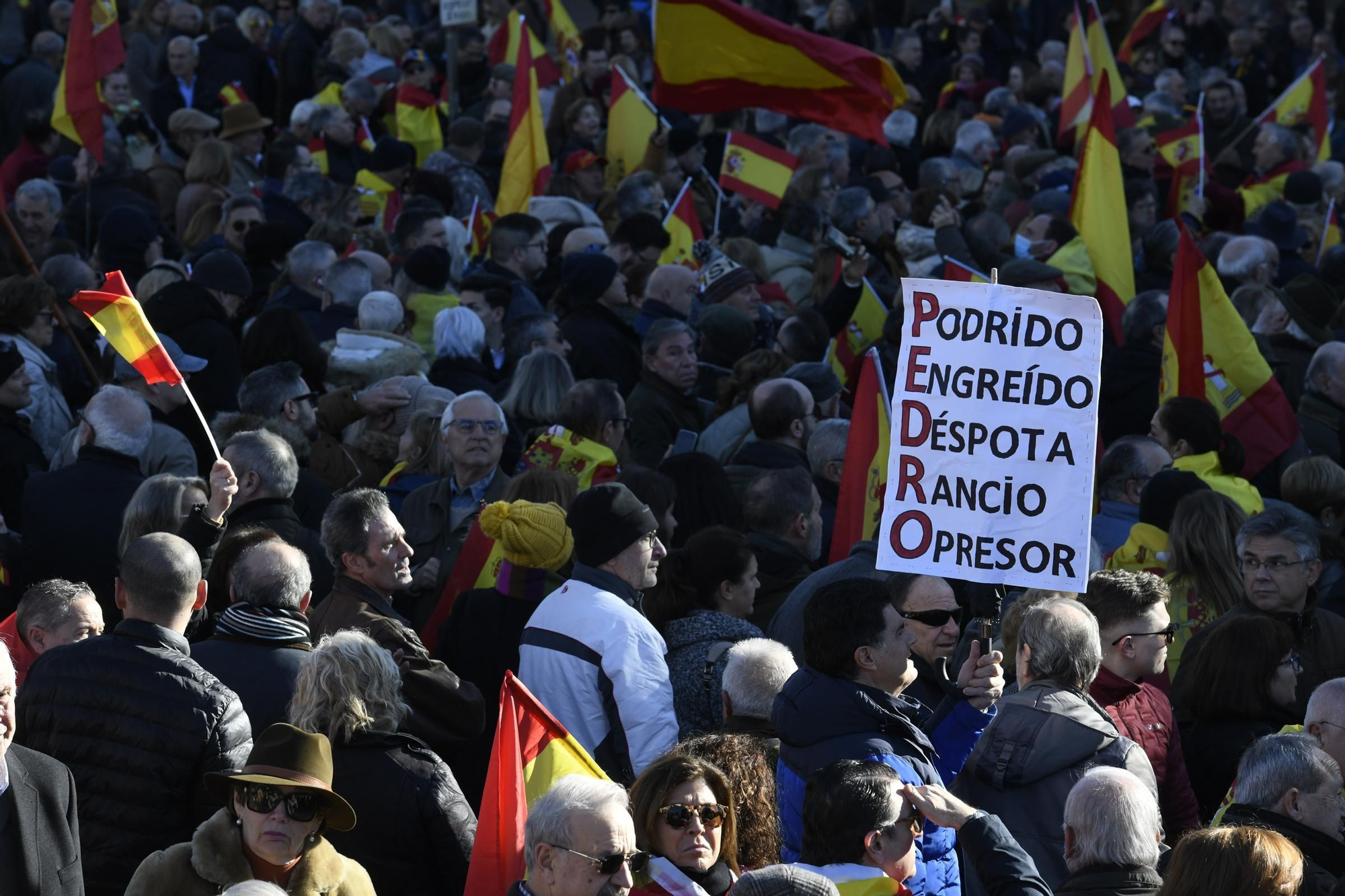 Miles de personas llenan Cibeles contra la política de Sánchez