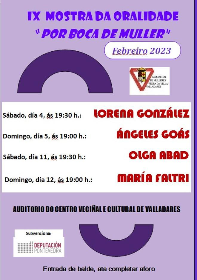 Programa de la IX Mostra da Oralidade "Por boca de muller"