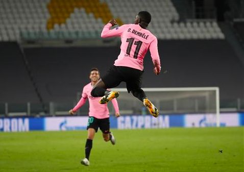 Dembélé celebra el gol que le marcó a la Juventus en Turín en octubre pasado.