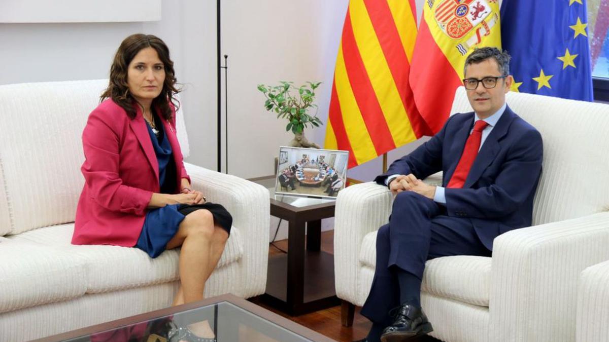 Laura Vilagrà i Félix Bolaños en un reunió a la Moncloa