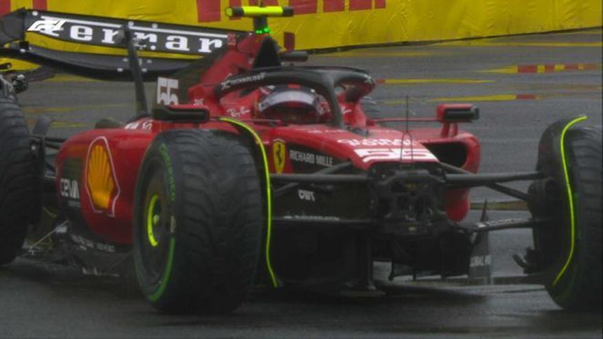 Sainz destroza su Ferrari antes de la &#039;qualy&#039; bajo la lluvia de Montreal